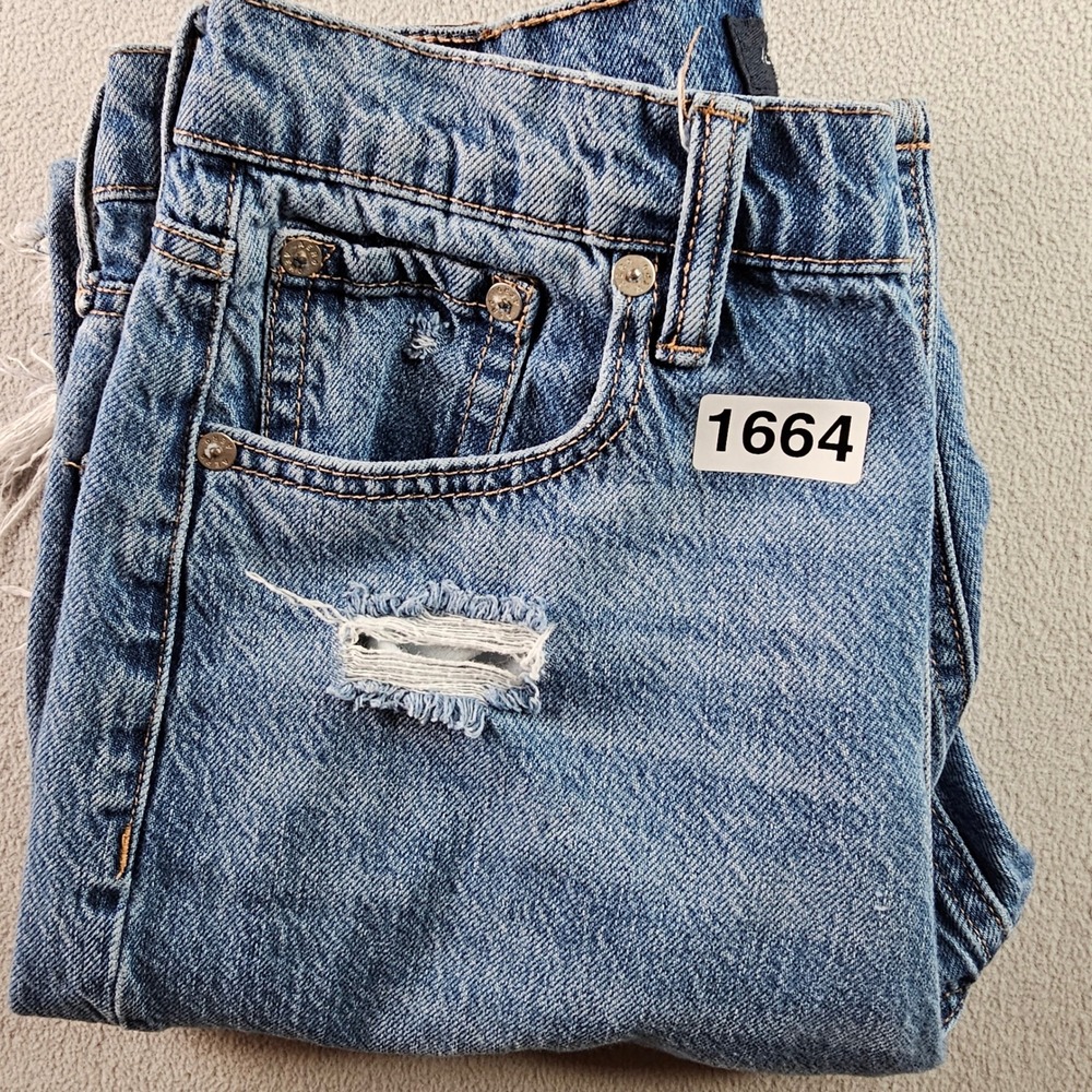 Aeropostale 90's Baggy Distressed Denim‎ Jeans Women 28W Blue Straight Leg - Picture 13 of 13